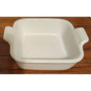 Le Creuset White Stoneware Square Baker Casserole Dish 20-06 6x6 Inch Small